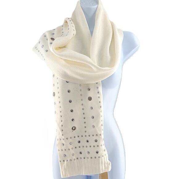 Michael Kors White Knit Studded Scarf - Picture 9 of 10